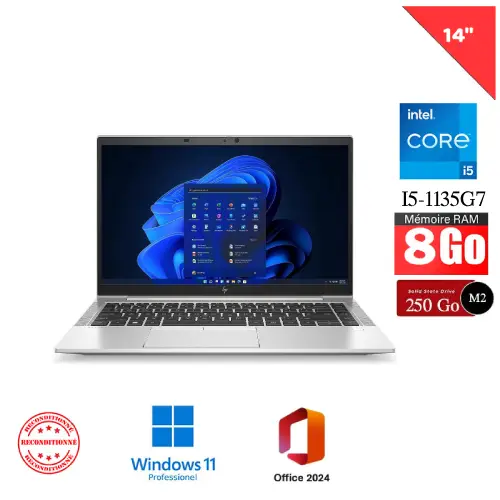 HP EliteBook 840 G8 – ultrabook 14 pouces i5 1135G7 8 Go SSD 250 Go Windows 11 Pro Office 2024