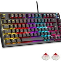 EMPIRE GAMING K248 – Clavier mécanique gaming filaire USB-C (AZERTY FR) – Switches MX Red – RGB 17 effets – 82 touches (Noir)